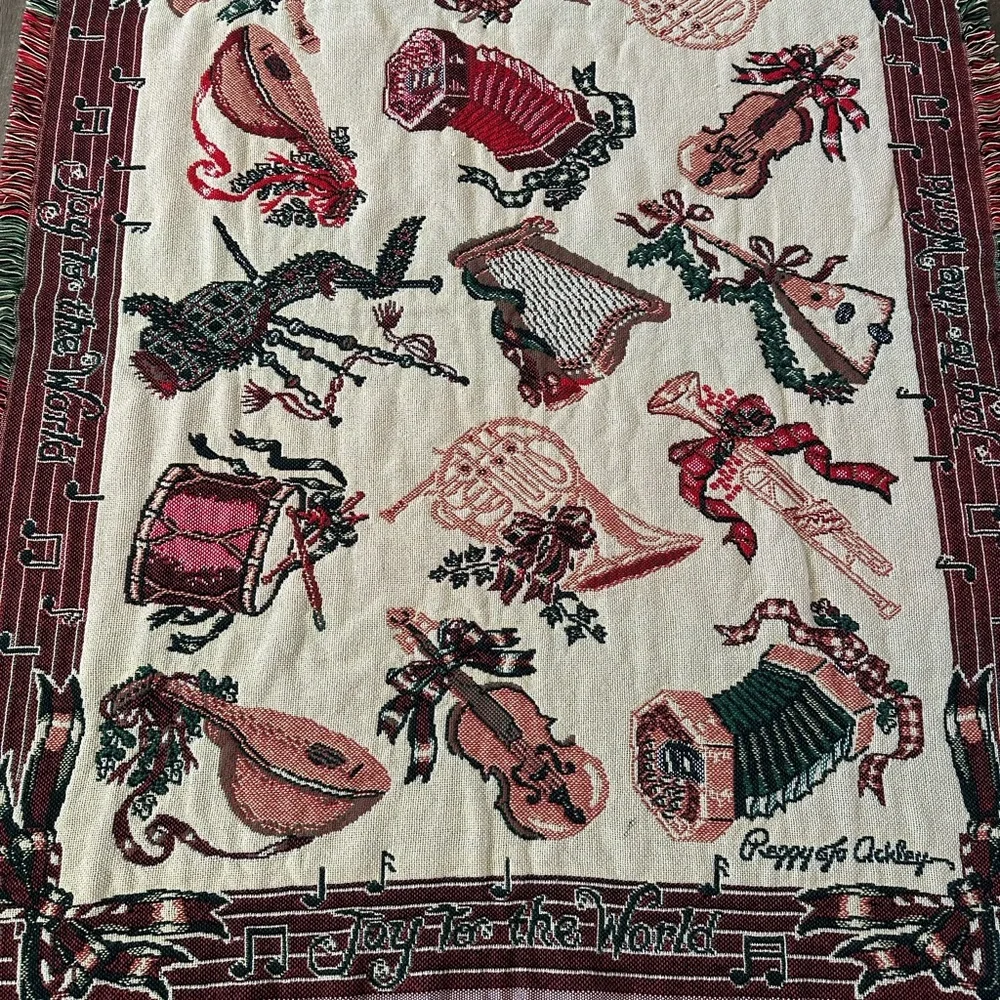 Joy to The World 100% Cotton Blanket Christmas Holiday